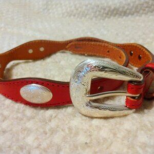 Silver Creek Classics Red Leather Concho Belt Western Style Women’s Size 20